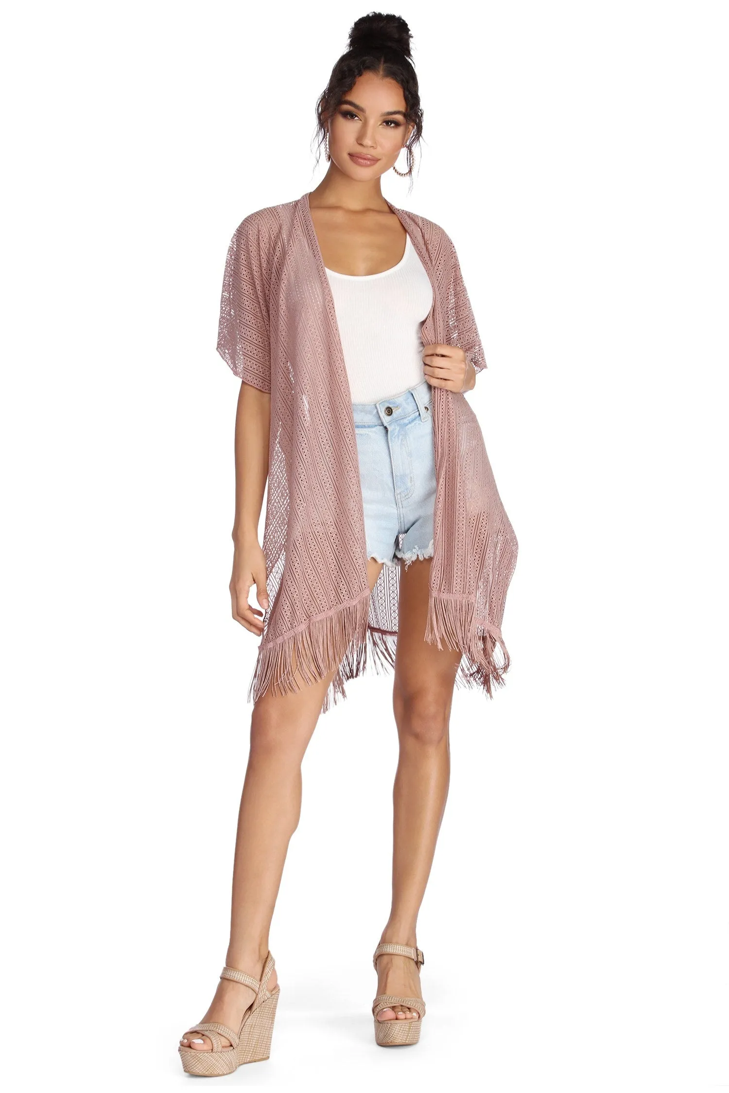 Airy Fringed Kimono