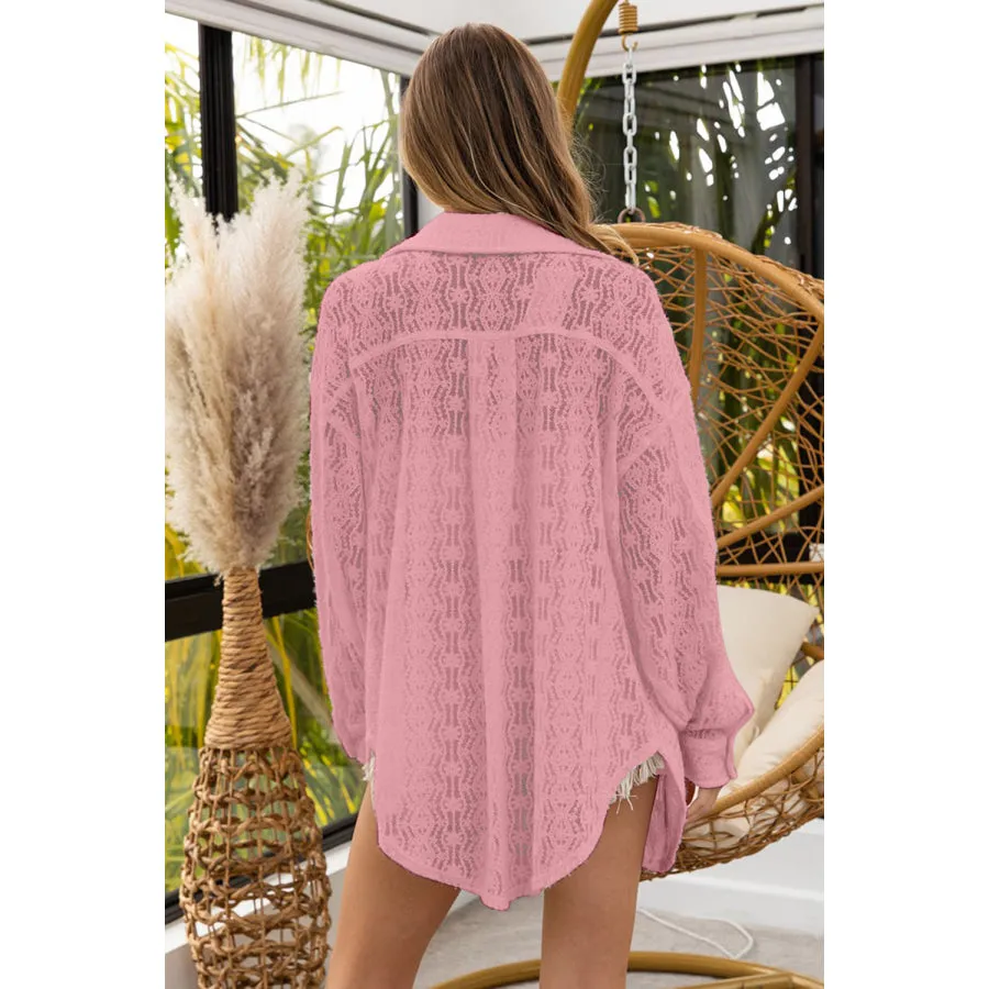 BiBi Oversized Lace Shacket with Front Pockets