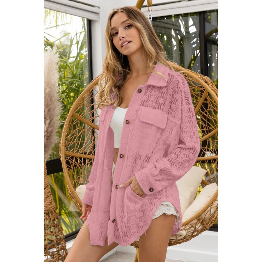 BiBi Oversized Lace Shacket with Front Pockets