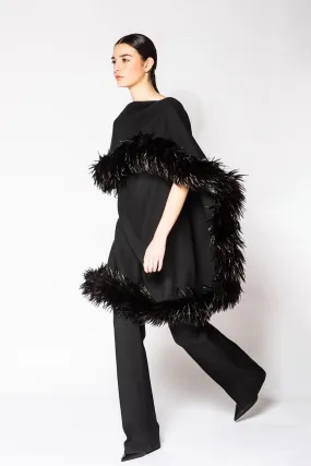 Blouse with Feathers and Flared Pants