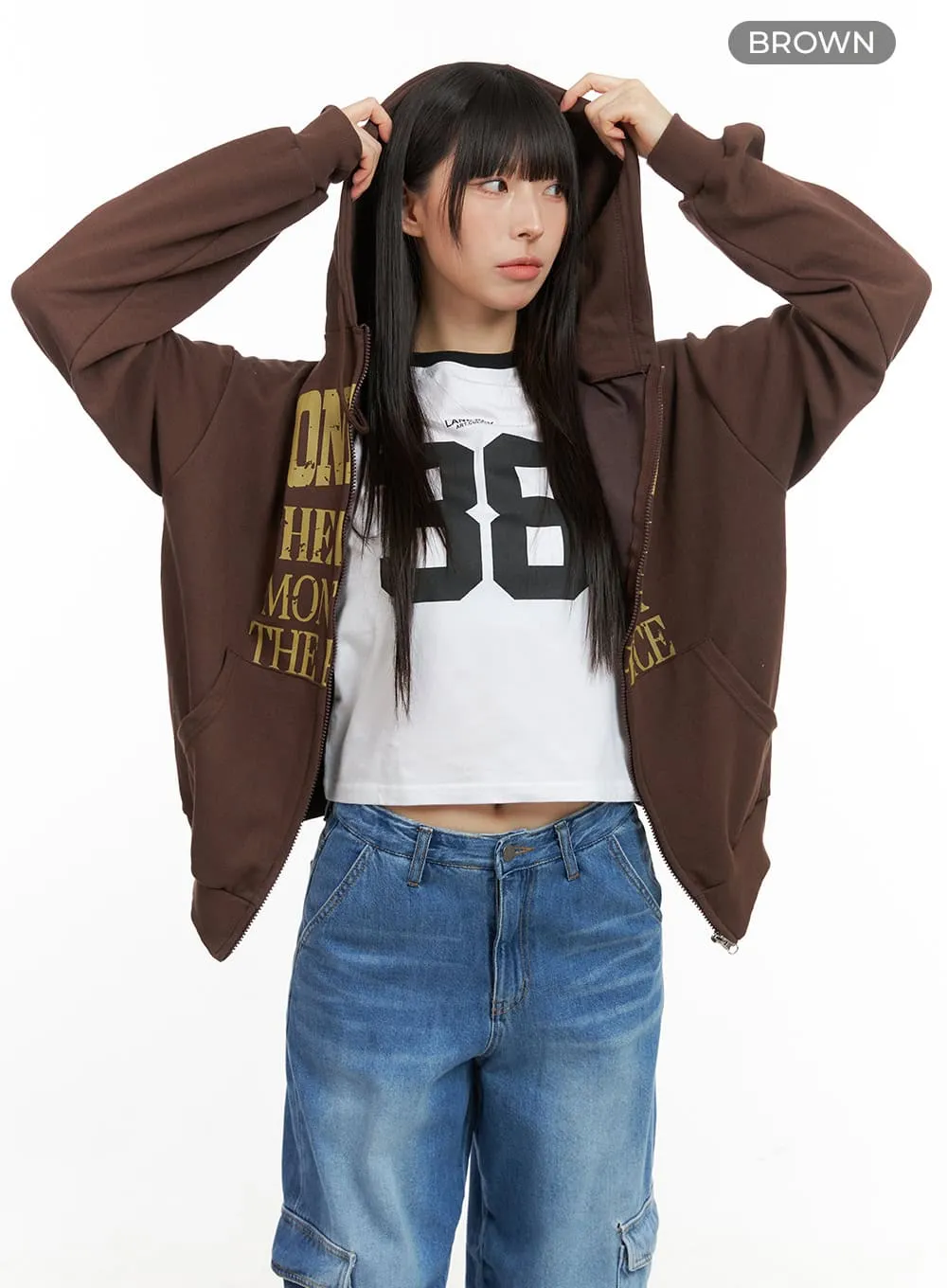 Cozy Lettering Hoodie Jacket CG420