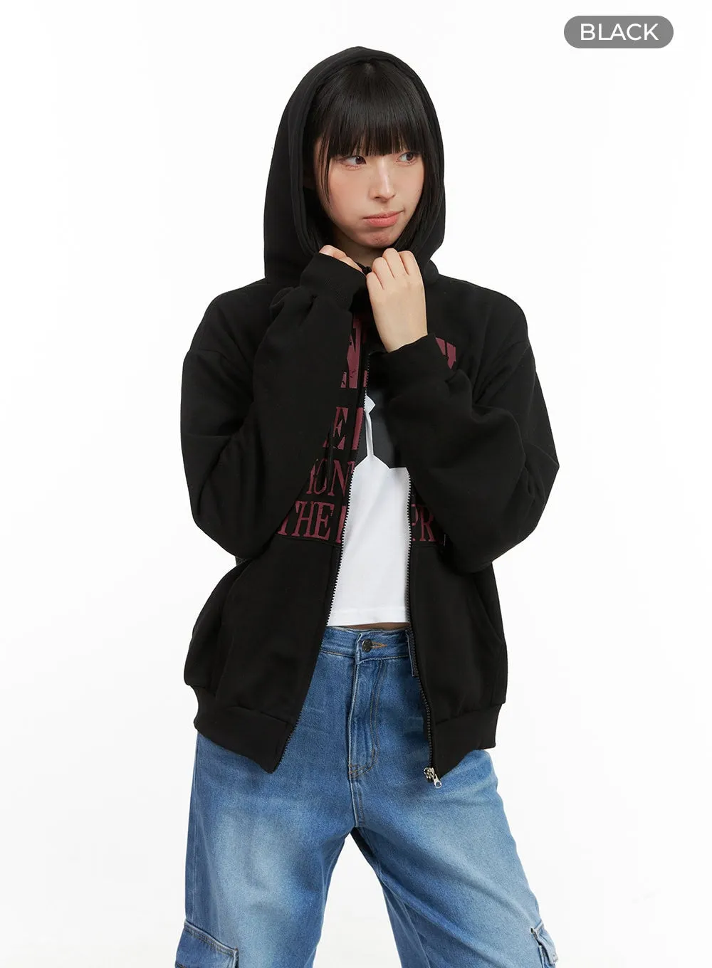 Cozy Lettering Hoodie Jacket CG420