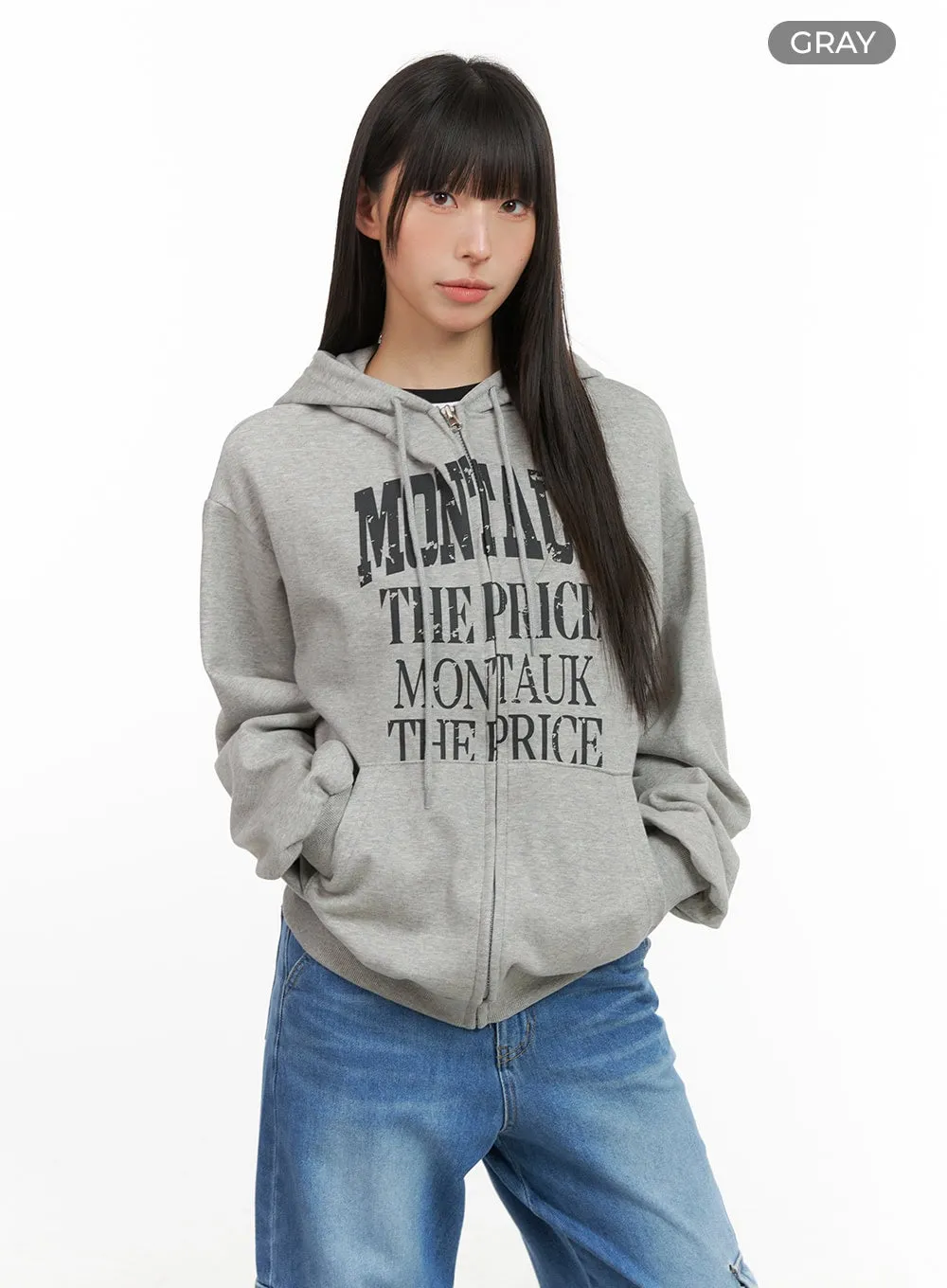 Cozy Lettering Hoodie Jacket CG420