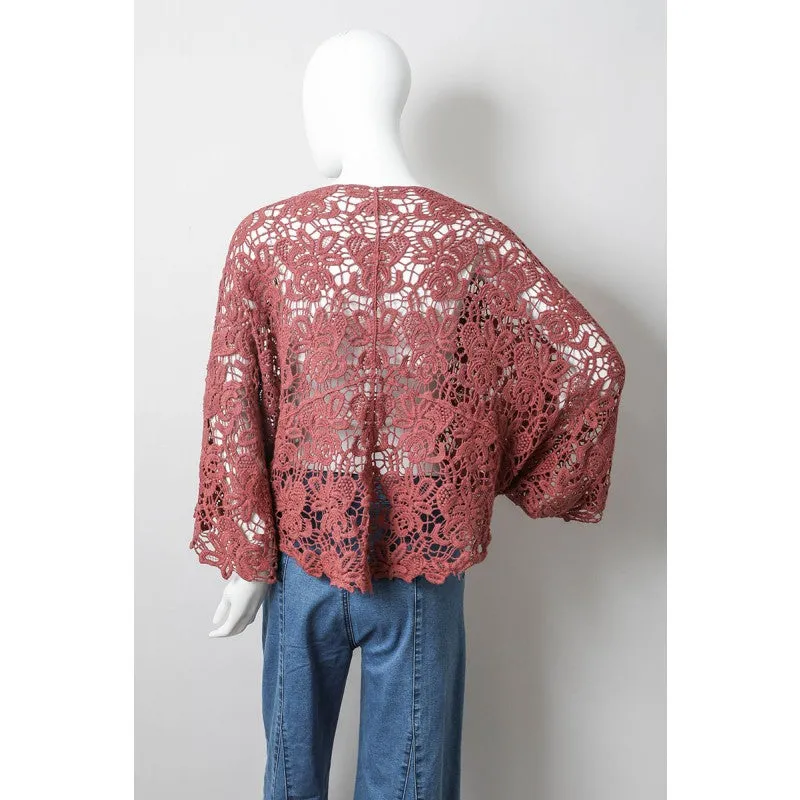 Crochet Floral Petal Kimono Wrap