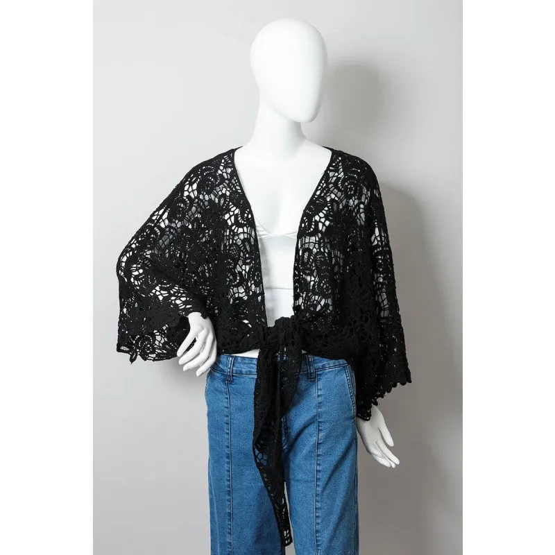 Crochet Floral Petal Kimono Wrap