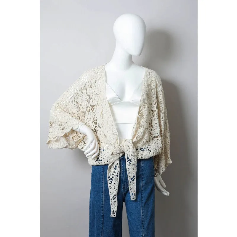 Crochet Floral Petal Kimono Wrap