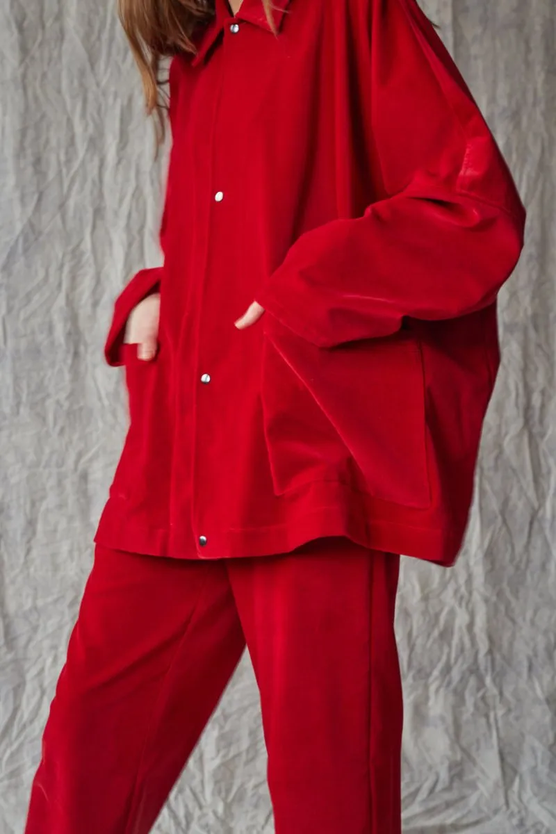 Devlyn van Loon Oversized Shirt Jacket (Red Velvet)