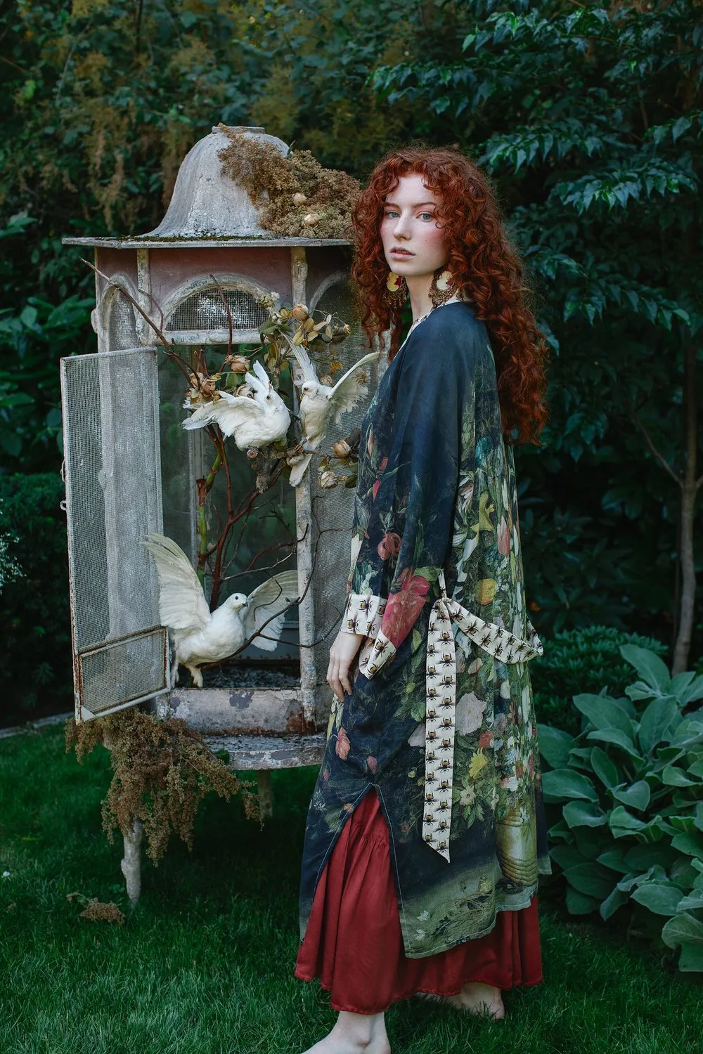 Duster Kimono Robe Long I Dream in Flowers with Bees - Not included in Black Friday Sale