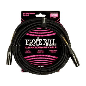 Ernie Ball BRAIDED XLR MICROPHONE CABLE MALE/FEMALE 20FT - BLACK