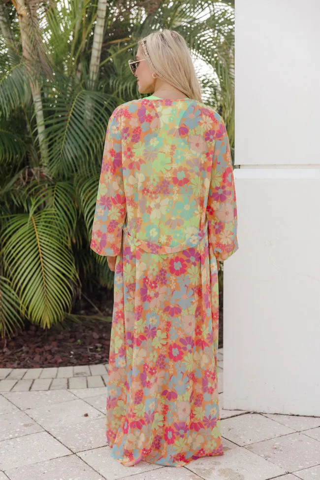 Eyes On Paradise in Fiji Floral Multi Floral Belted Kimono Cover Up FINAL SALE