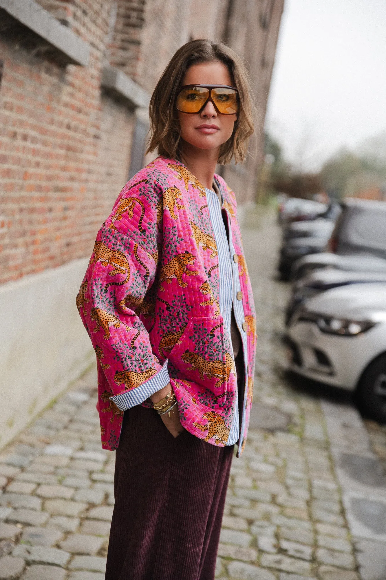 Gita jacket fuchsia/leopard print