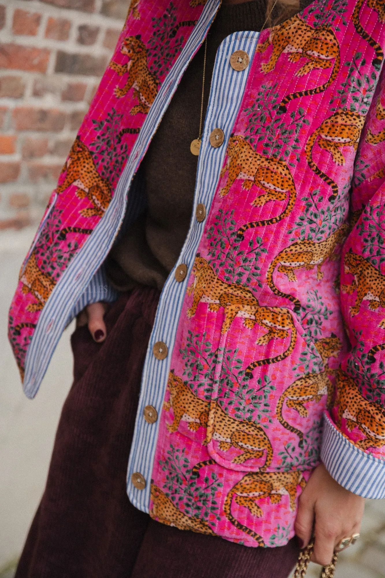 Gita jacket fuchsia/leopard print