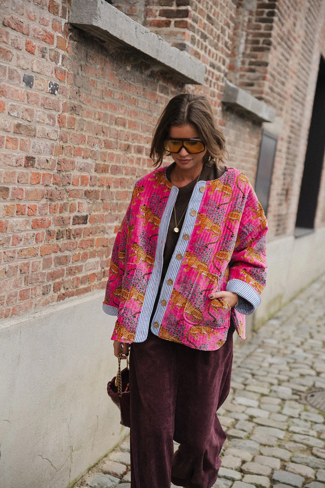 Gita jacket fuchsia/leopard print