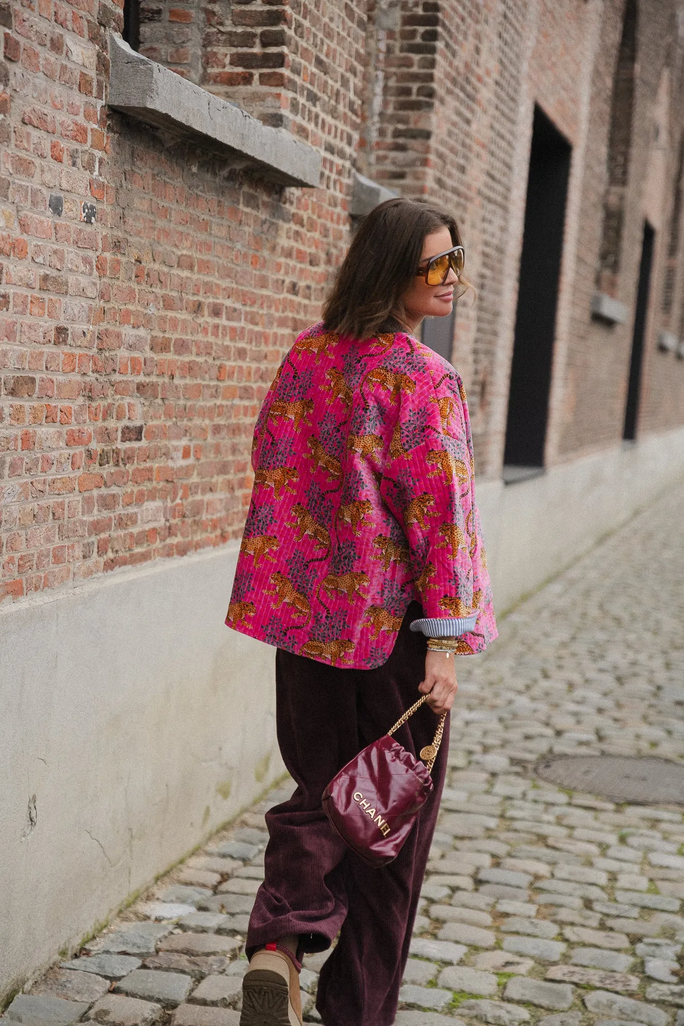 Gita jacket fuchsia/leopard print