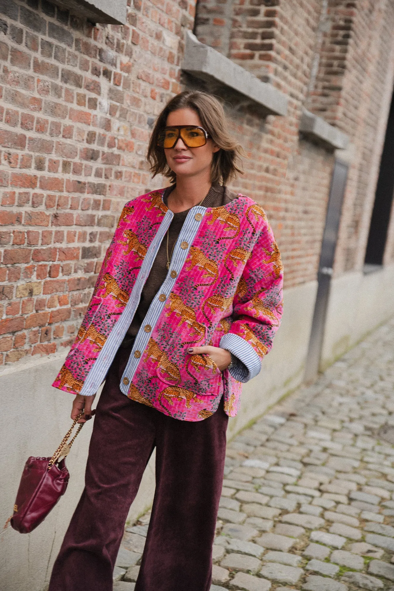 Gita jacket fuchsia/leopard print
