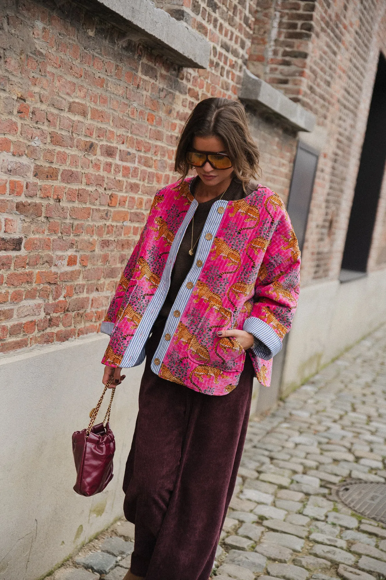 Gita jacket fuchsia/leopard print