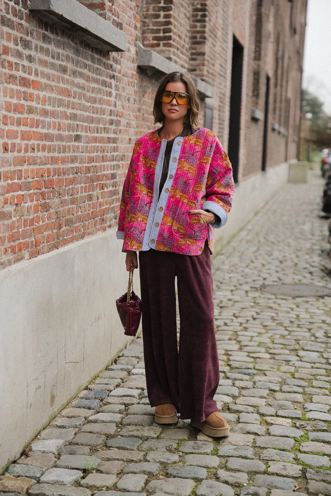 Gita jacket fuchsia/leopard print