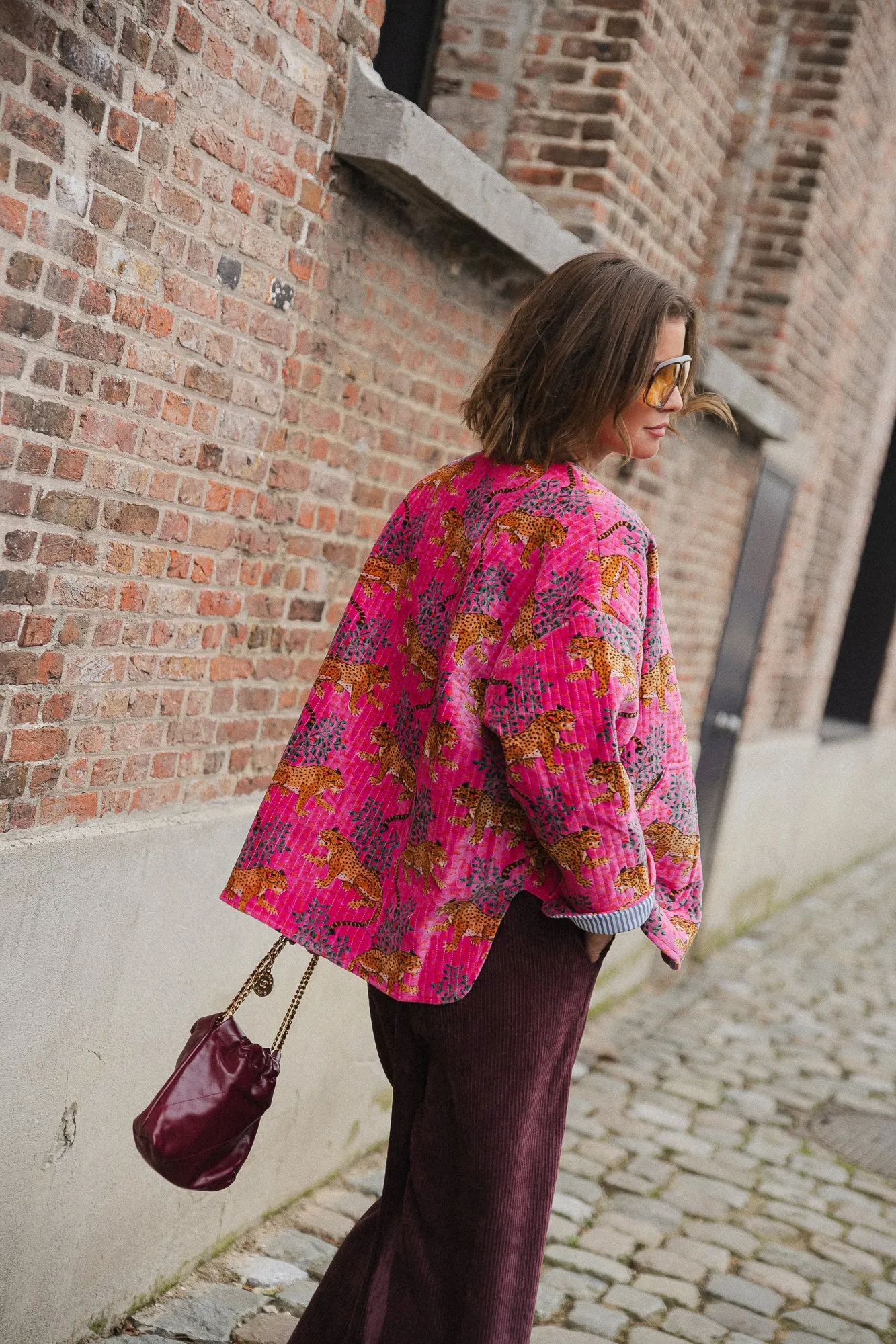 Gita jacket fuchsia/leopard print