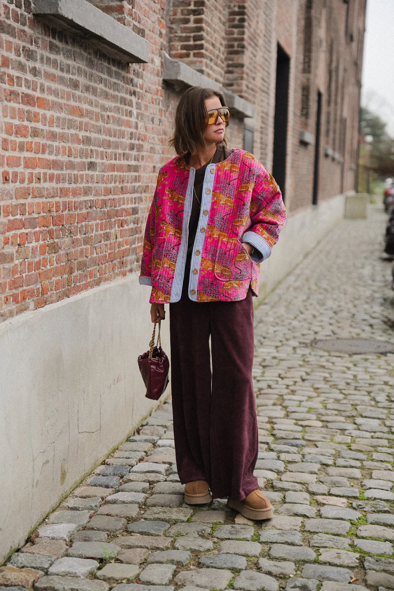 Gita jacket fuchsia/leopard print