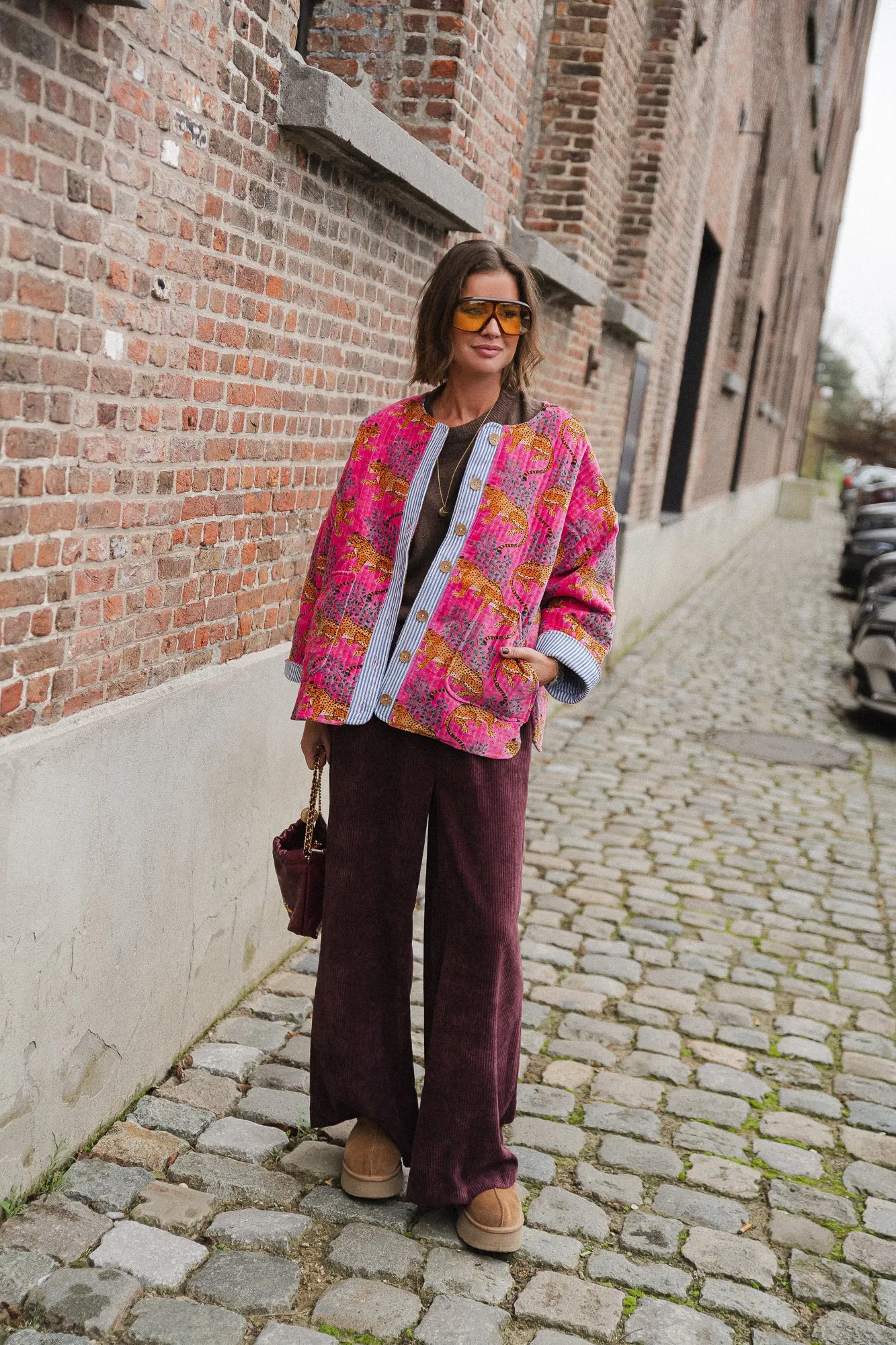Gita jacket fuchsia/leopard print