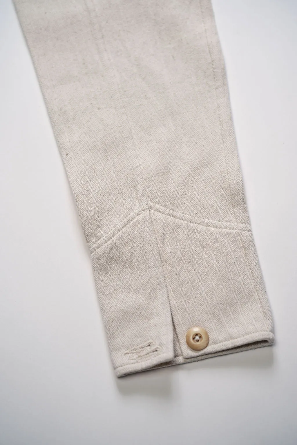 Indi   Ash Study Jacket - Handwoven Military Herringbone Natural
