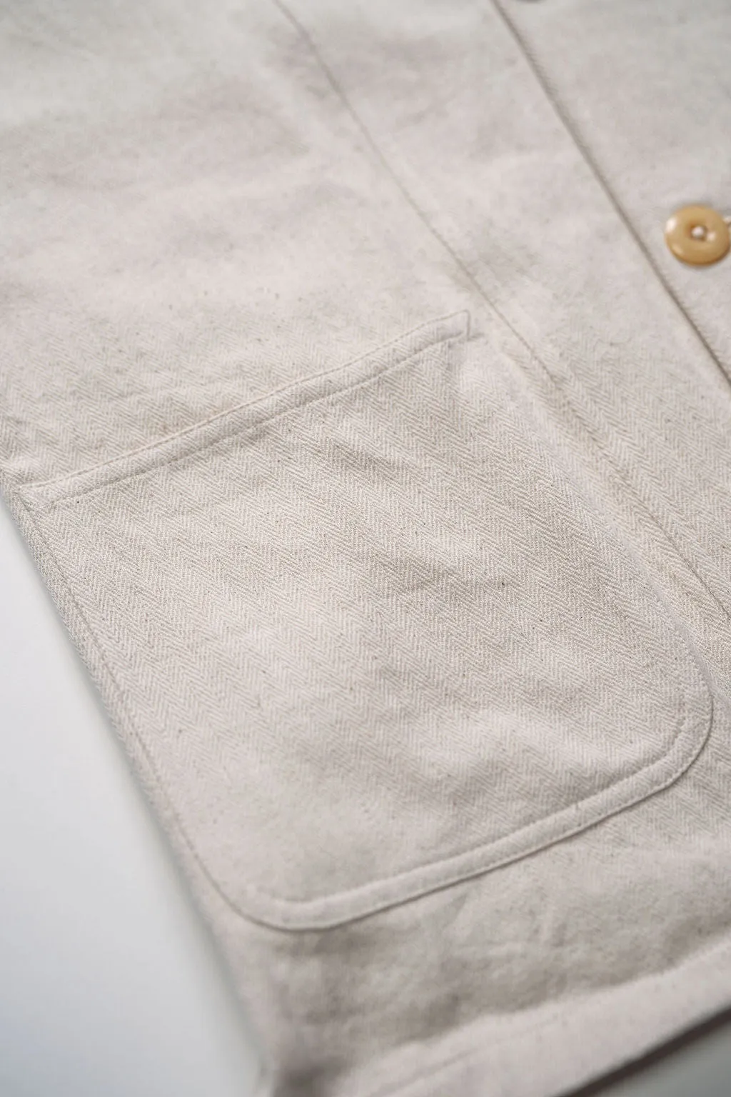 Indi   Ash Study Jacket - Handwoven Military Herringbone Natural
