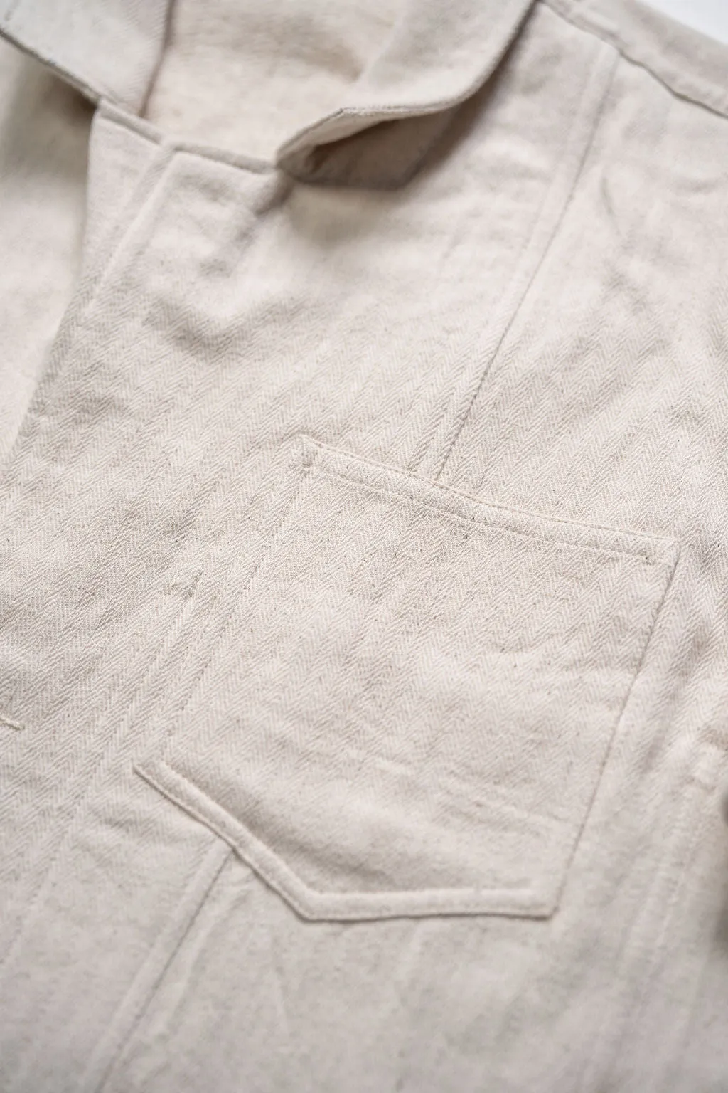Indi   Ash Study Jacket - Handwoven Military Herringbone Natural