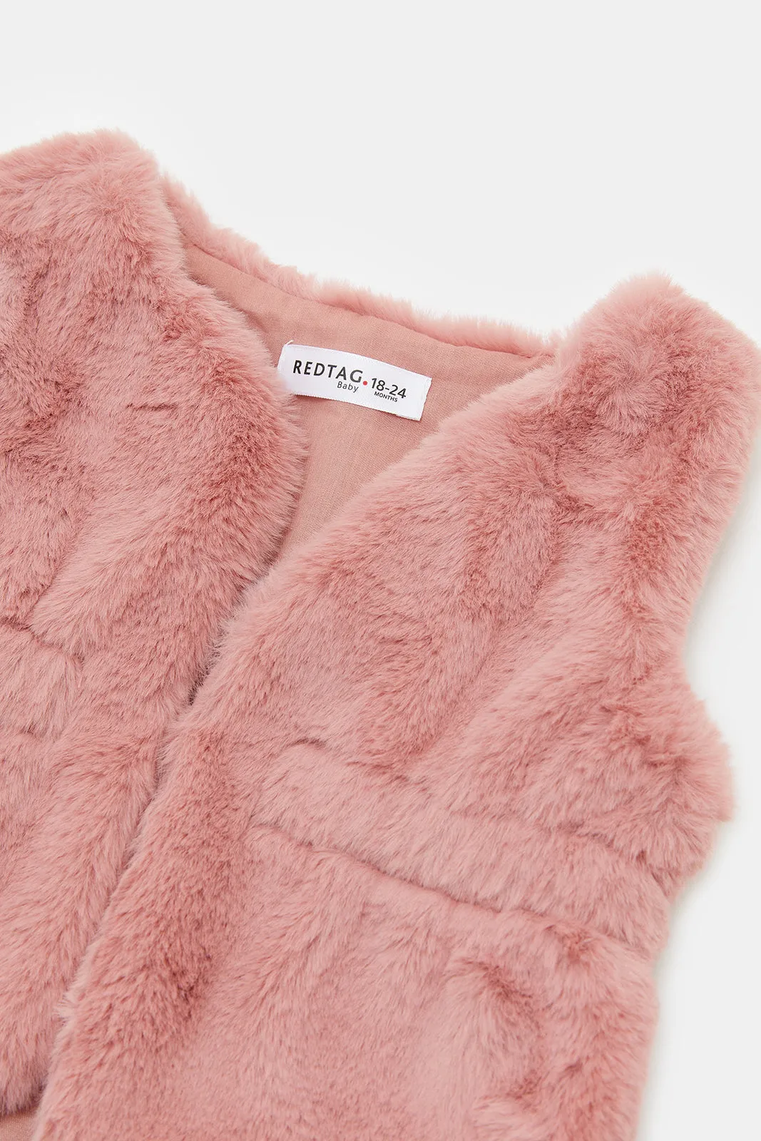 Infant Girls Pink Sleeveless Fur Jacket