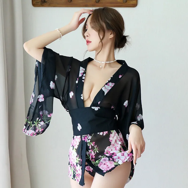 Kimono Noir Court Femme