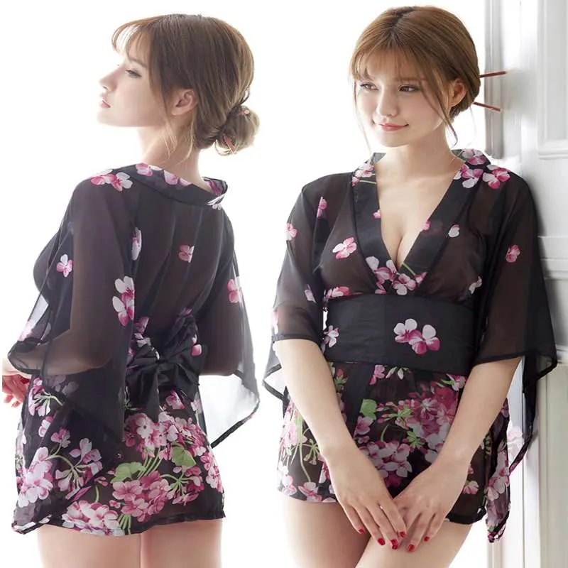 Kimono Noir Court Femme