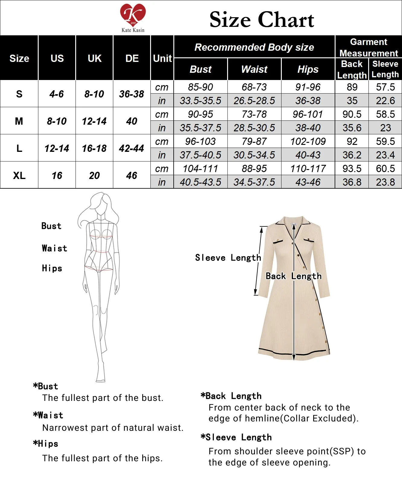 KK Women Contrast Color Sweater Dress Lapel Collar V-Neck Knitted A-Line Dress