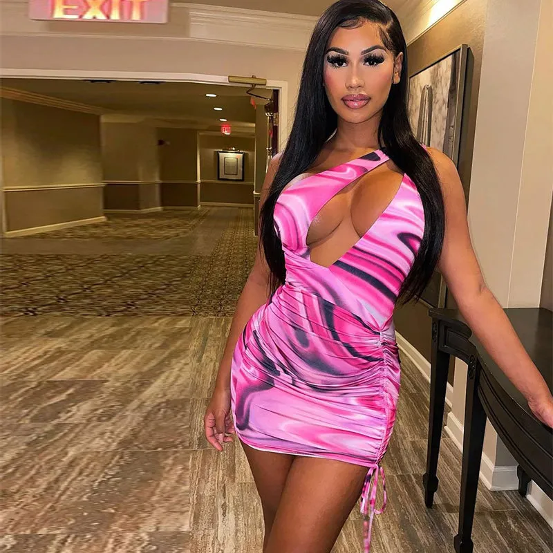 Ladies print stylish dress bandage dress mini dress party dress