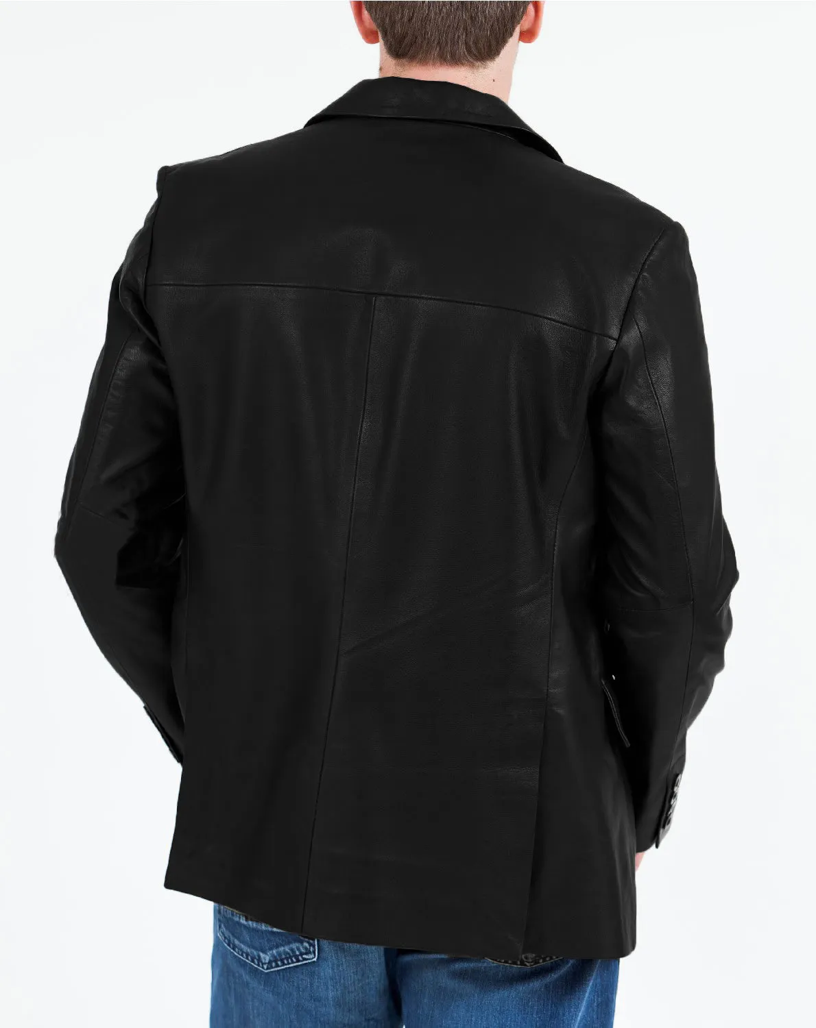 Leather Jackets Hub Mens Genuine Lambskin Leather Coat (Black, Blazer Jacket) - 1501836