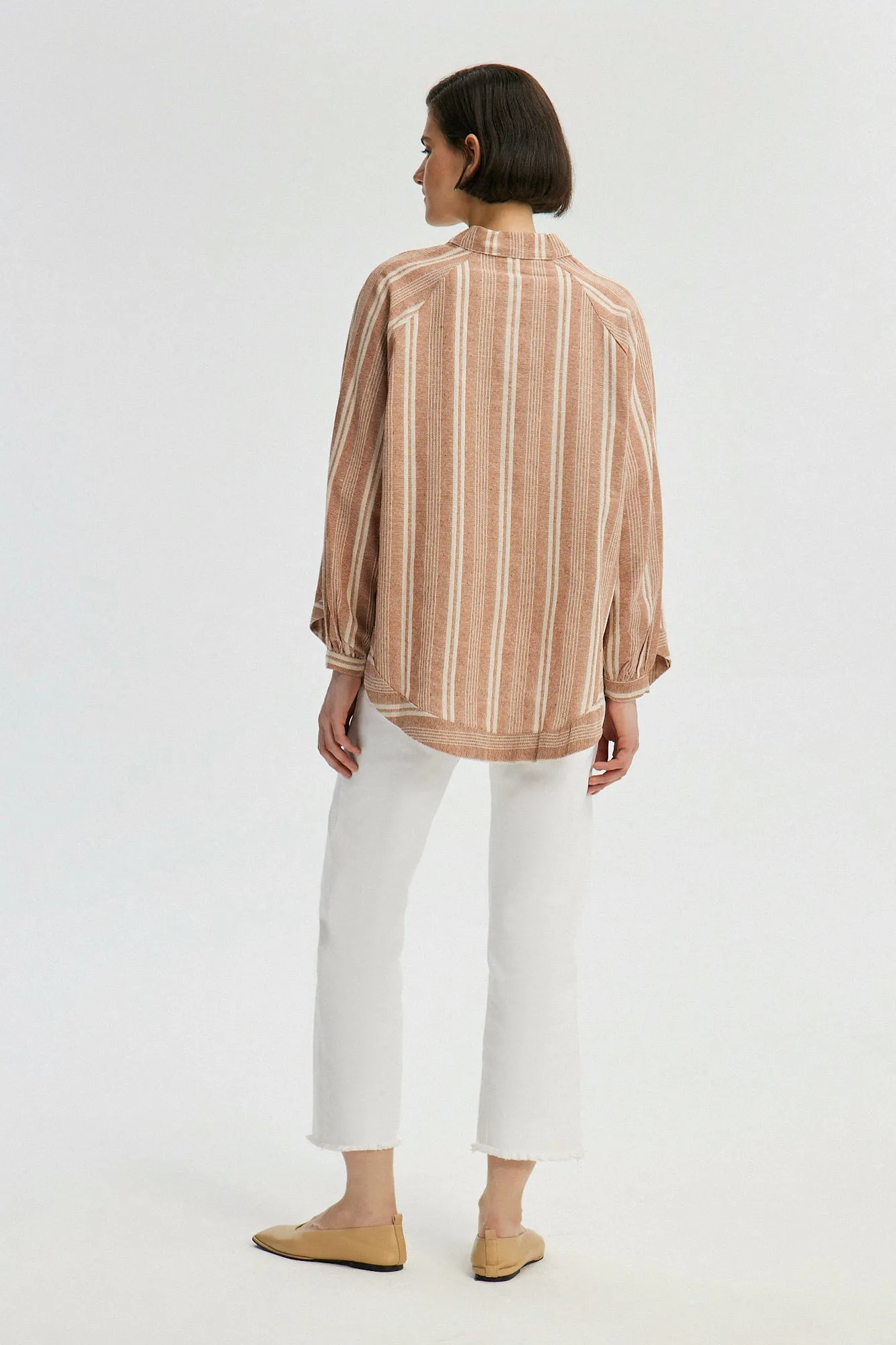 LINEN TEXTURED STRIPED KIMONO