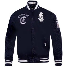 MLB CHICAGO CUBS RETRO CLASSIC MEN'S RIB SATIN JACKET (MIDNIGHT NAVY)