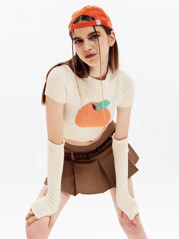 Nvuvu Knit Short Sleeve Apple Print Sweater