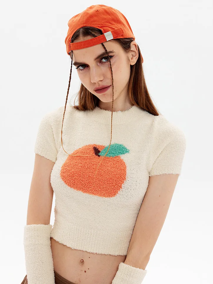 Nvuvu Knit Short Sleeve Apple Print Sweater