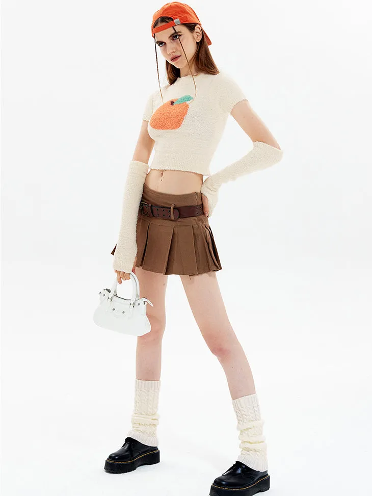 Nvuvu Knit Short Sleeve Apple Print Sweater