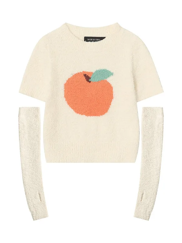Nvuvu Knit Short Sleeve Apple Print Sweater