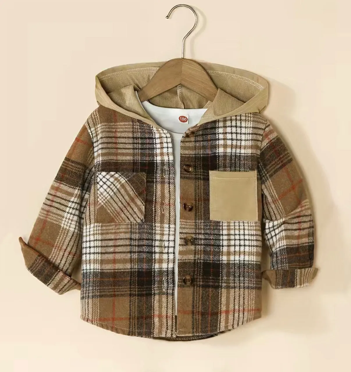 Plaid Hooded Long Sleeve Shirt/Jacket