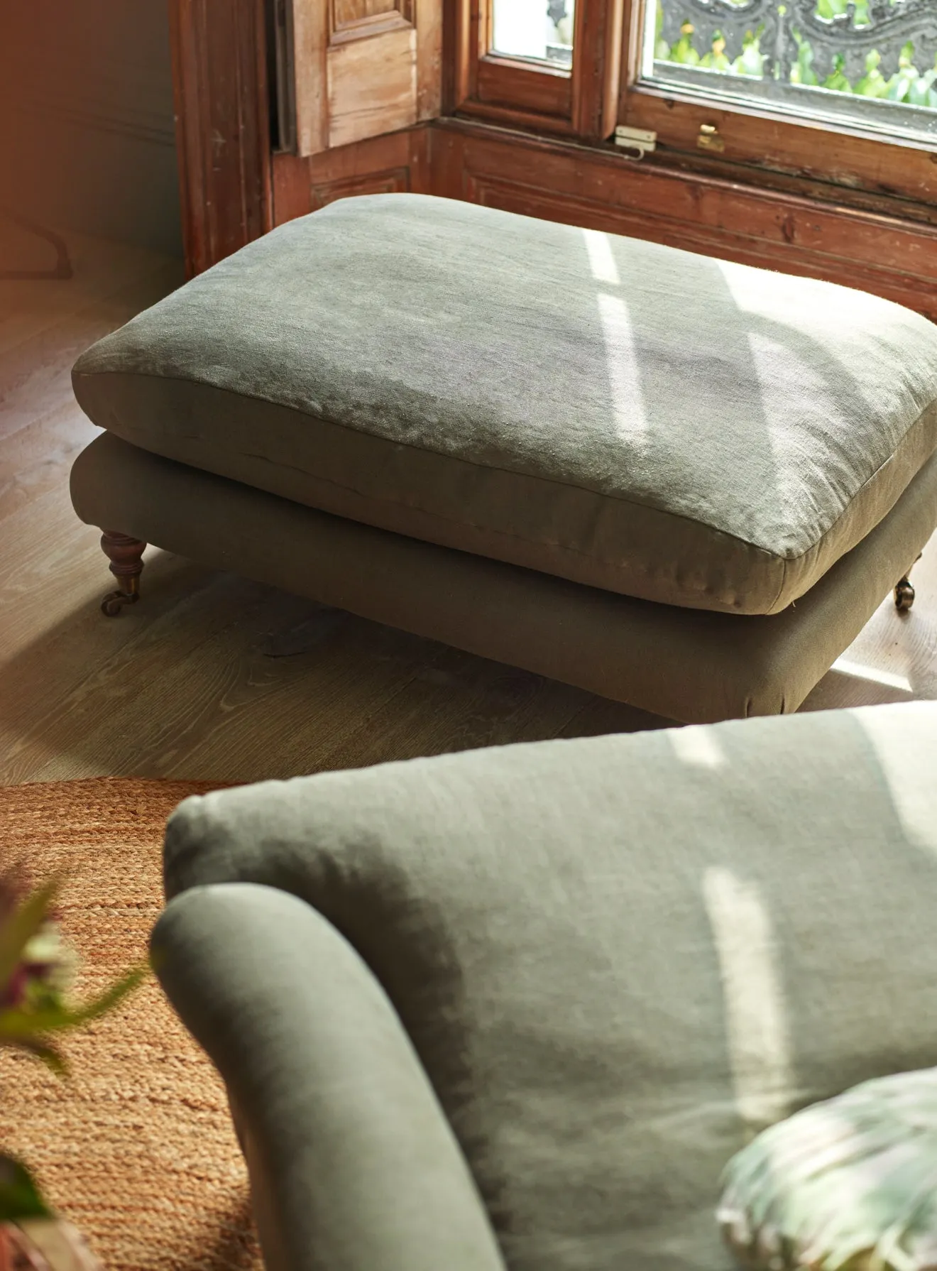 Remy Footstool, Natural Linen