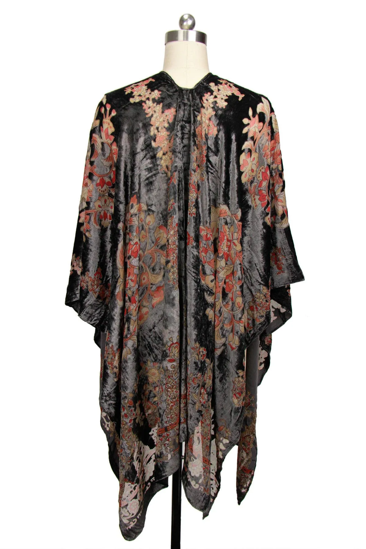 Saachi Gunmetal Grey Velvet Ruana