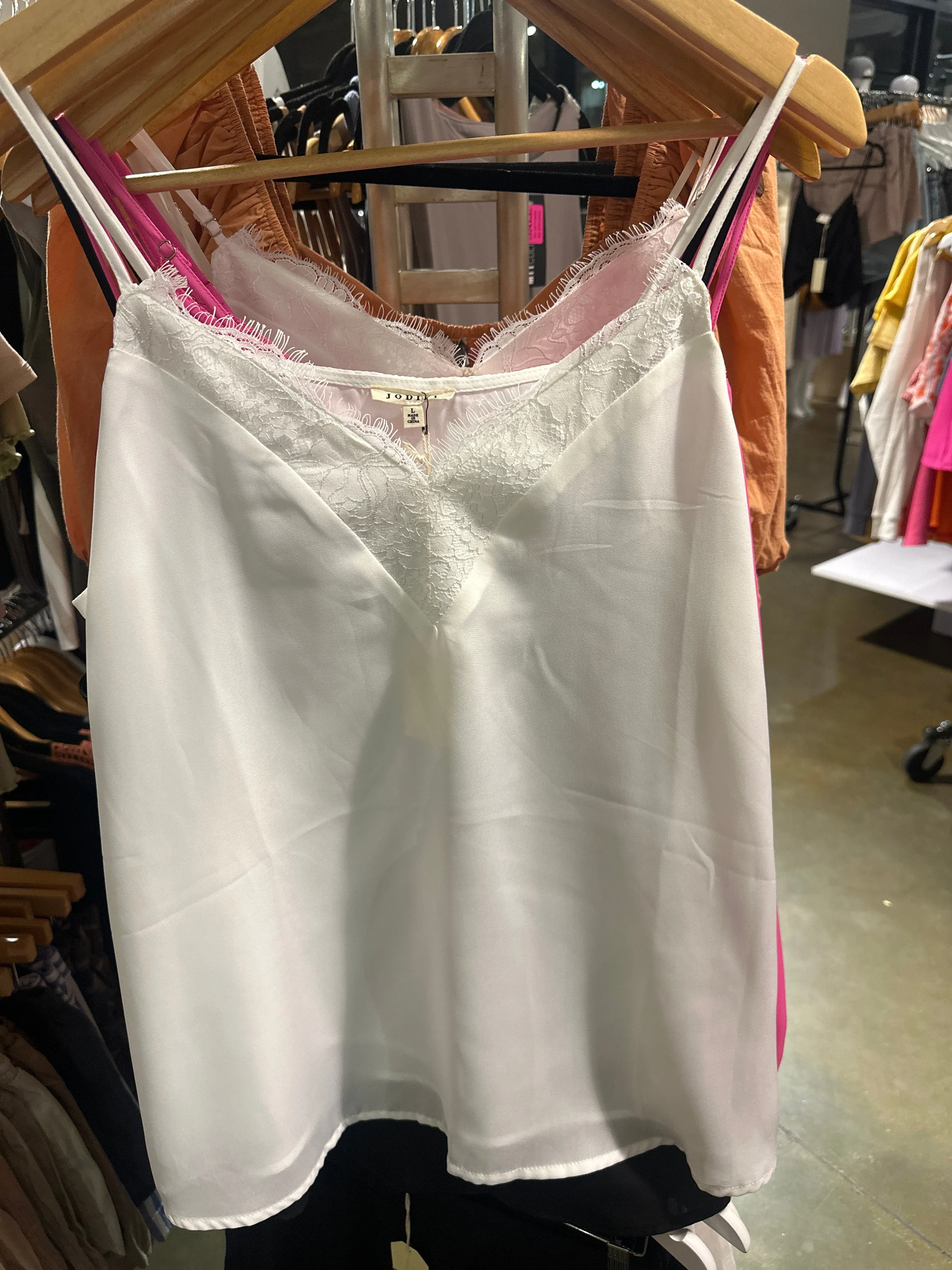 Satin Cami Tank with Lace