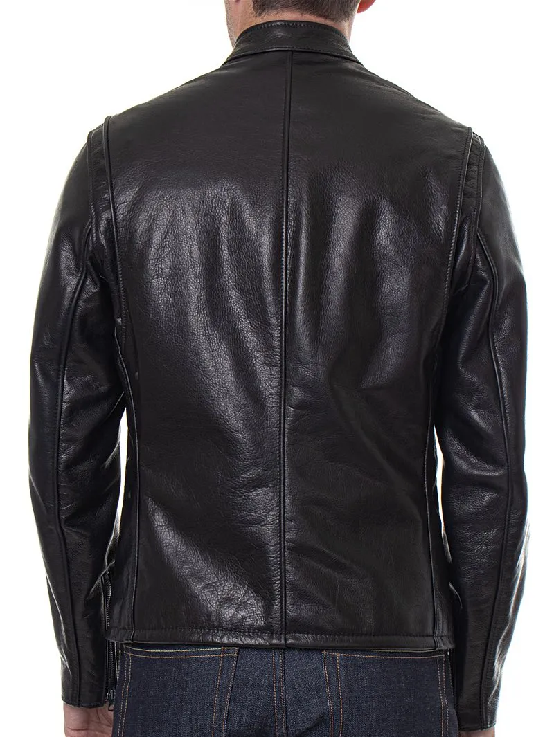 Schott 530 Black Waxed Natural Pebbled Cowhide Café Leather Jacket