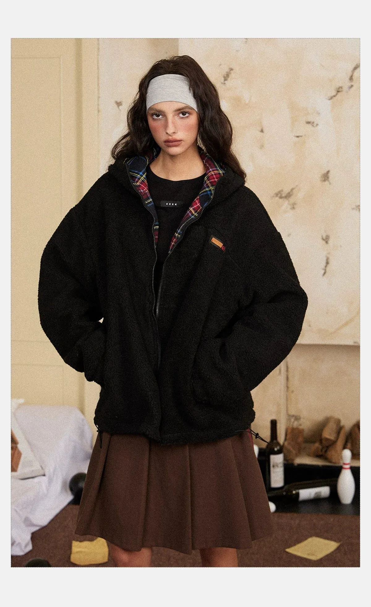 Tom Cozy Fit Plaid Reversible Jacket