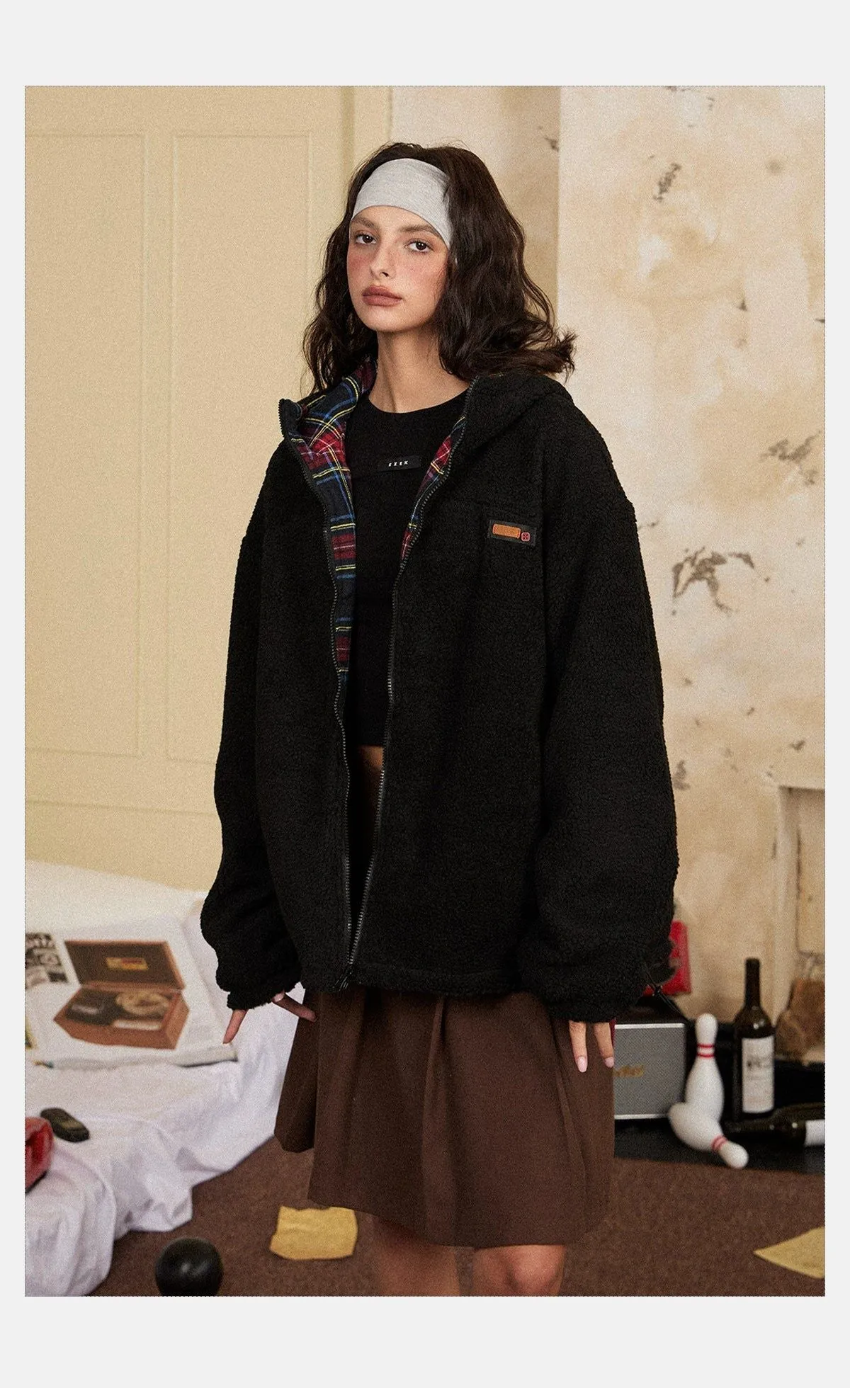 Tom Cozy Fit Plaid Reversible Jacket