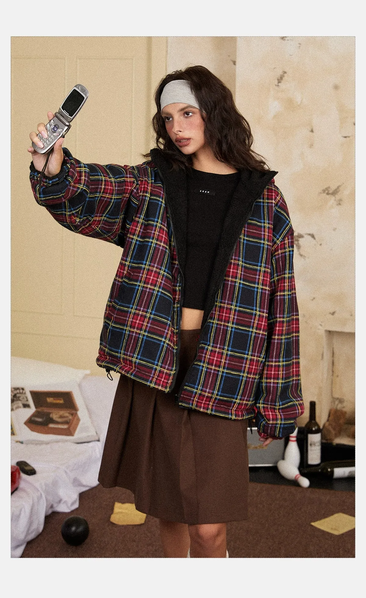 Tom Cozy Fit Plaid Reversible Jacket
