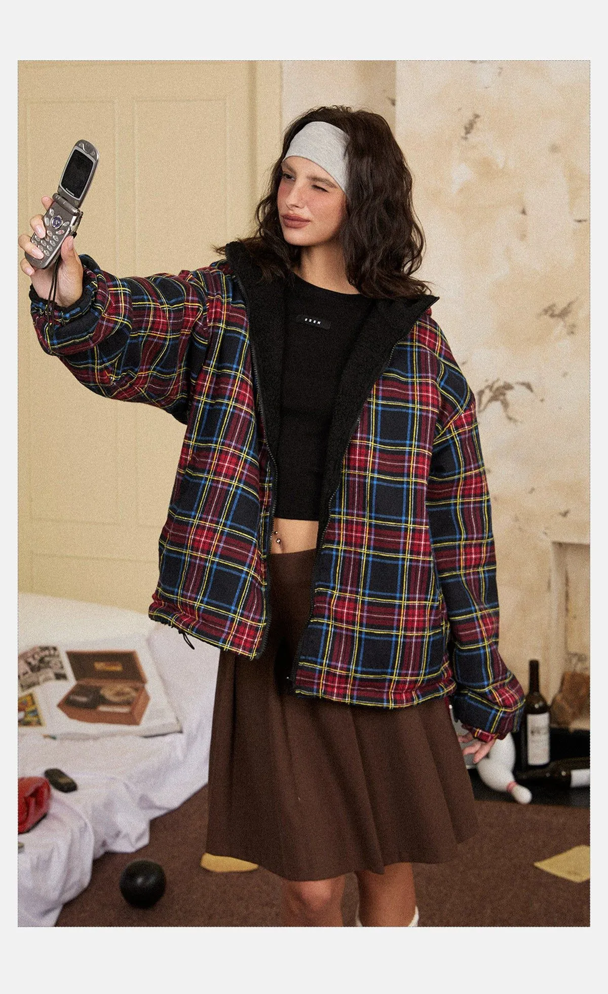 Tom Cozy Fit Plaid Reversible Jacket