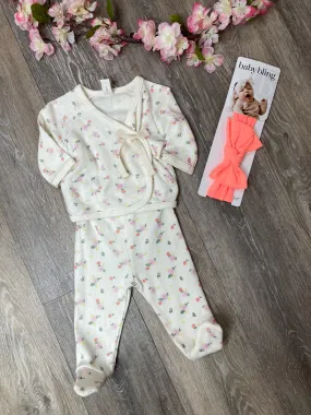 TUN Pointelle Flower Kimono Set in Natural