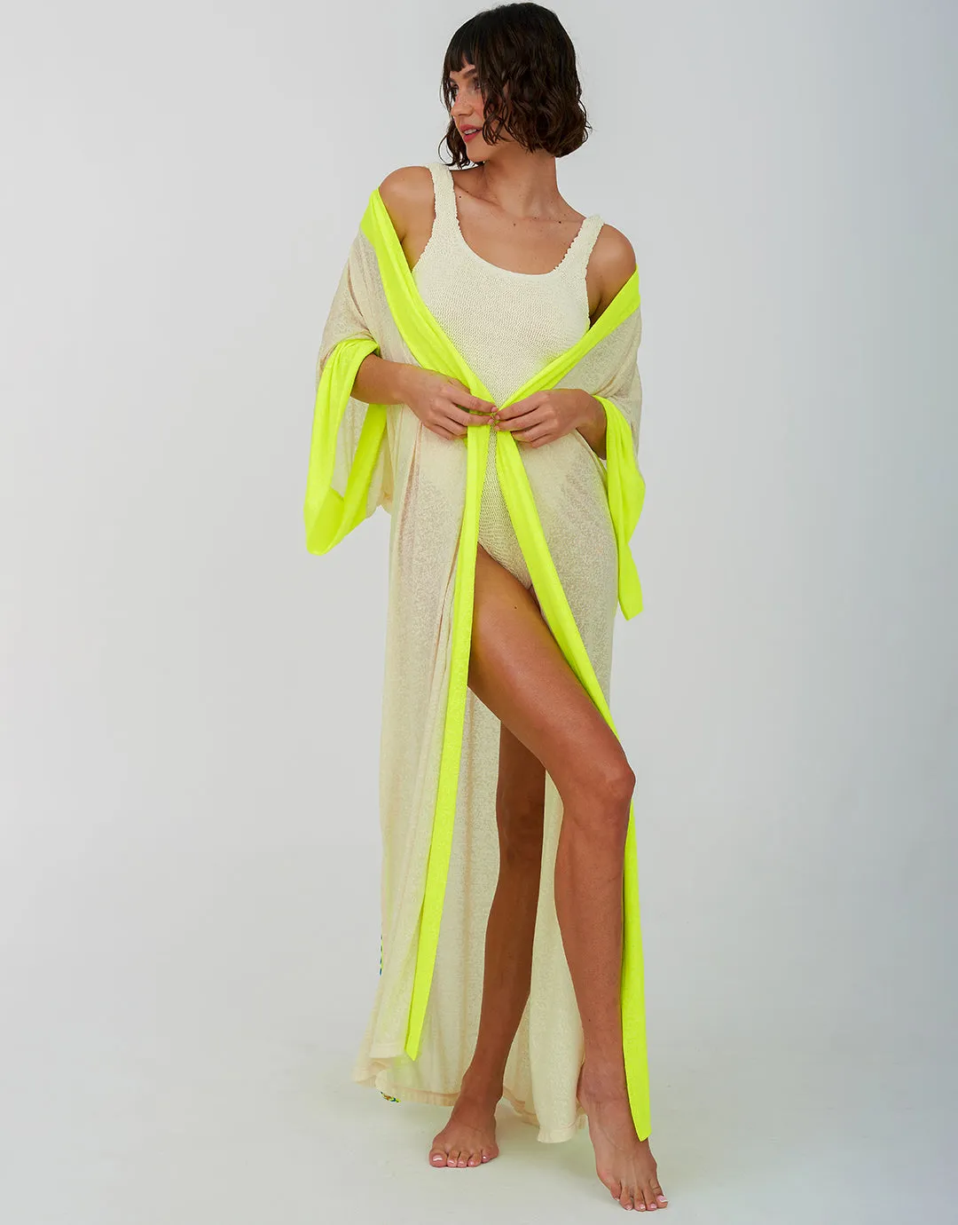 Two Tone Kimono - Ecru